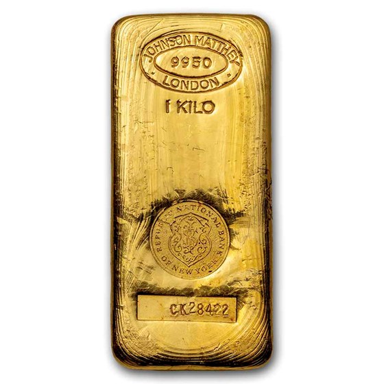 1 kilo Gold Bar - Johnson Matthey-London (Republic National Bank)