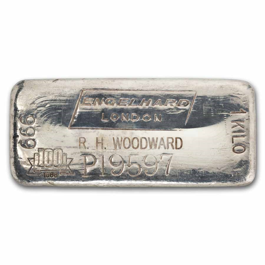 1 kilo Silver Bar - Engelhard-London (Horizontal, Award)