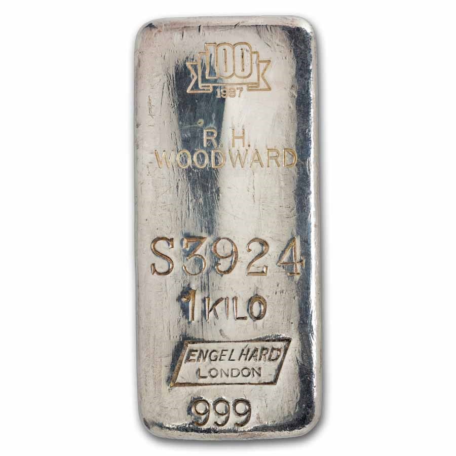 1 kilo Silver Bar - Engelhard-London (Vertical, Award)