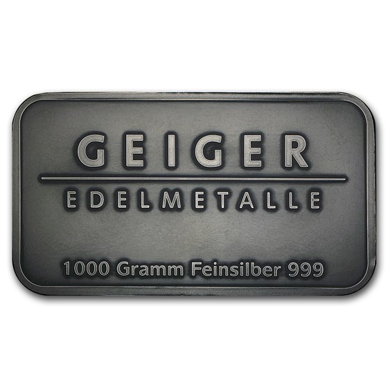 1 kilo Silver Bar - Geiger (Antique Finish/1,000 Gram) 1 kilo Silver Bar - Geiger (Antique Finish/1,000 Gram)
