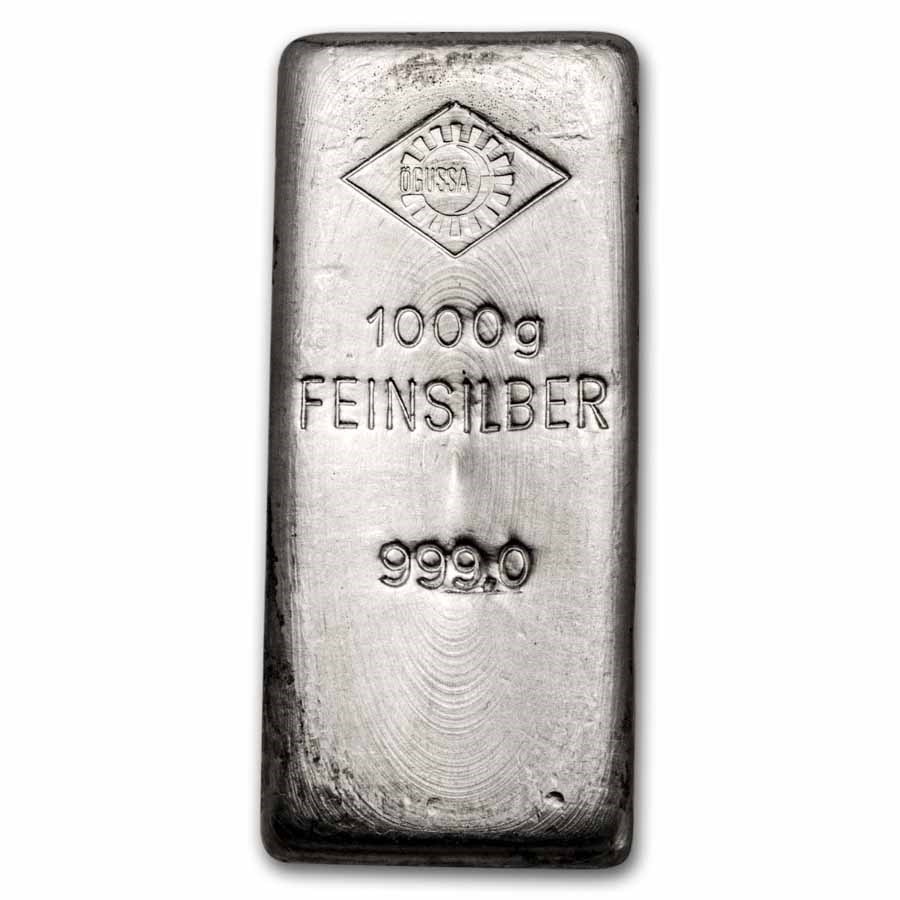 1 kilo Silver Bar - Ogussa (1000 Grams)