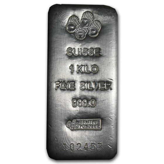 1 kilo Silver Bar - PAMP Suisse (Vintage, Poured)