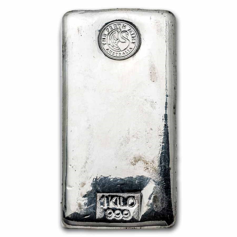 1 kilo Silver Bar - Perth Mint (Poured, Old Style)