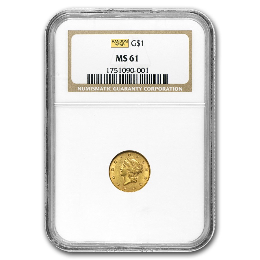 $1 Liberty Head Gold Dollar Type 1 MS-61 NGC/PCGS