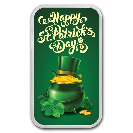 1 oz Ag Colorized Bar - APMEX (St. Patrick’s Day, Pot of Gold)