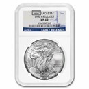 1 oz American Silver Eagle MS-69 NGC (Random Year, ER/FR)