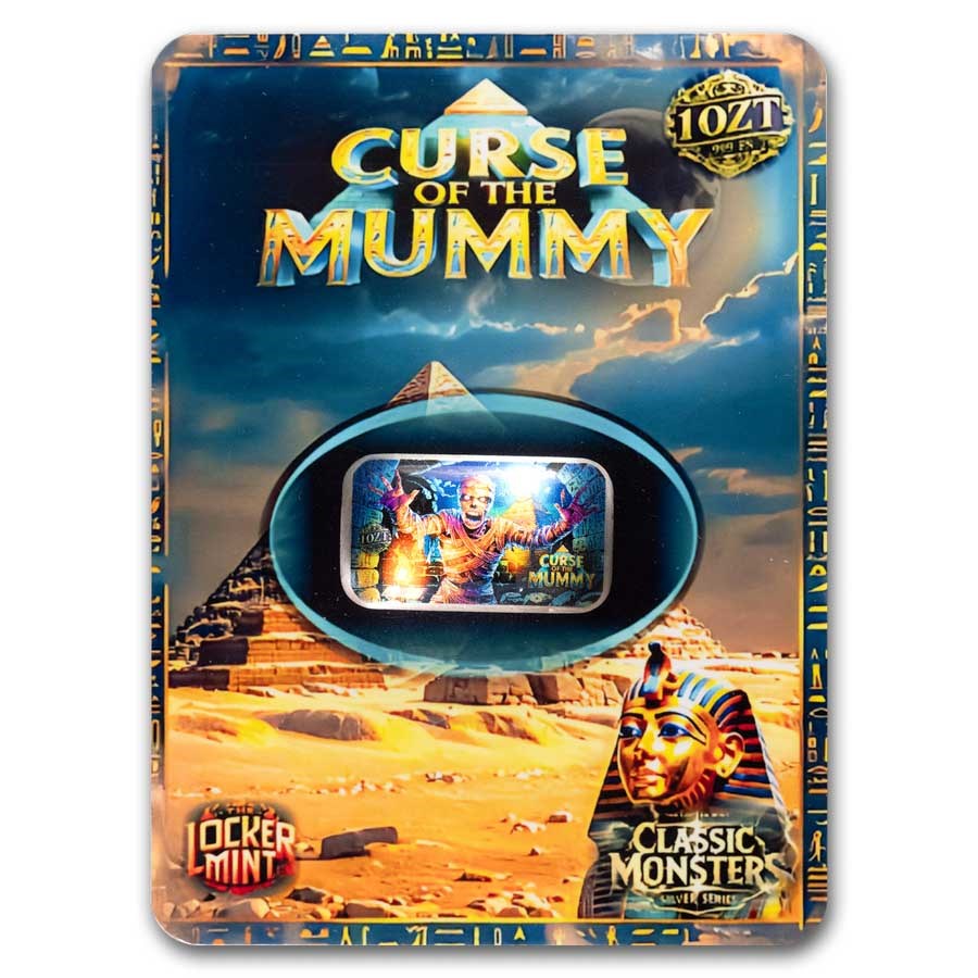 1 oz Cast-Poured Silver Bar Colorized - Curse of the Mummy (COA)