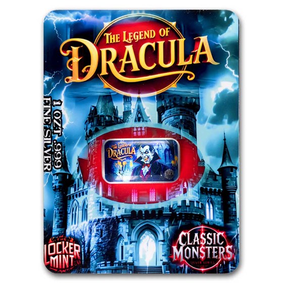 1 oz Cast-Poured Silver Bar Colorized - Dracula (COA)