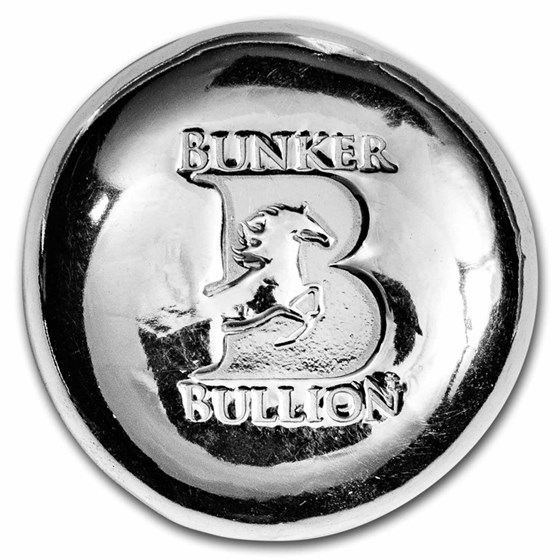 1 oz Cast-Poured Silver Round - Bunker Bullion Button