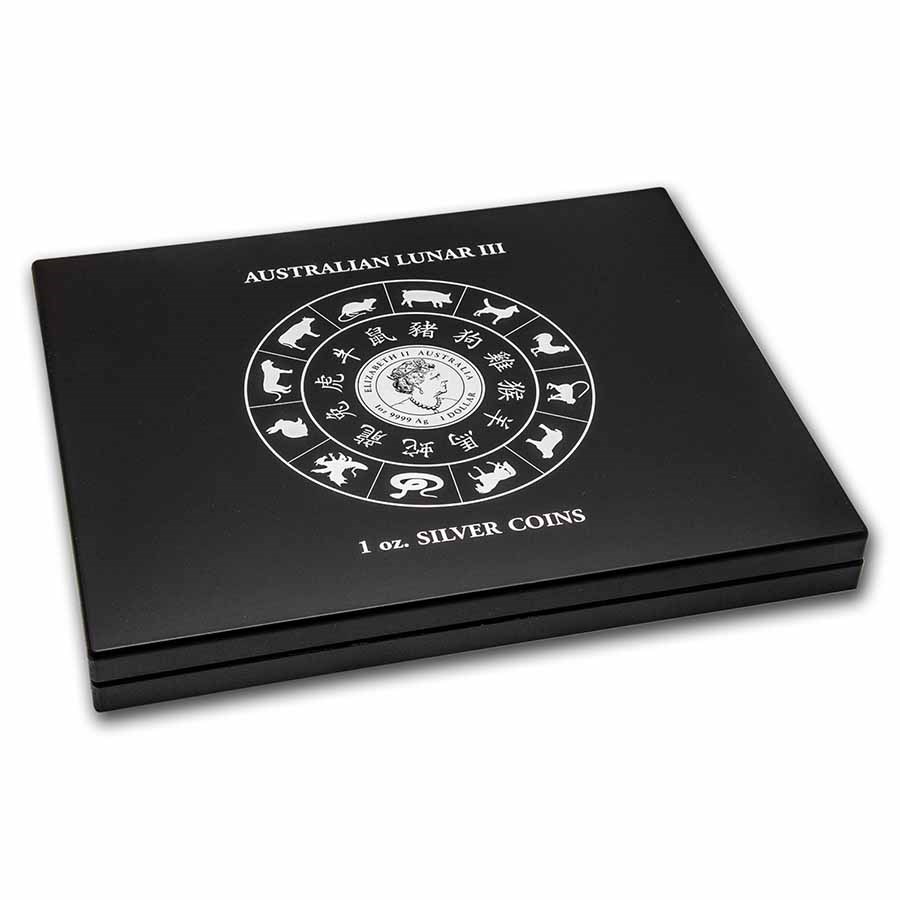 1 oz Chinese Silver Lunar (Ser. I & III) 12-Coin Presentation Box