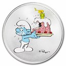 1 oz Colorized Silver Round - Smurfs Happy Birthday