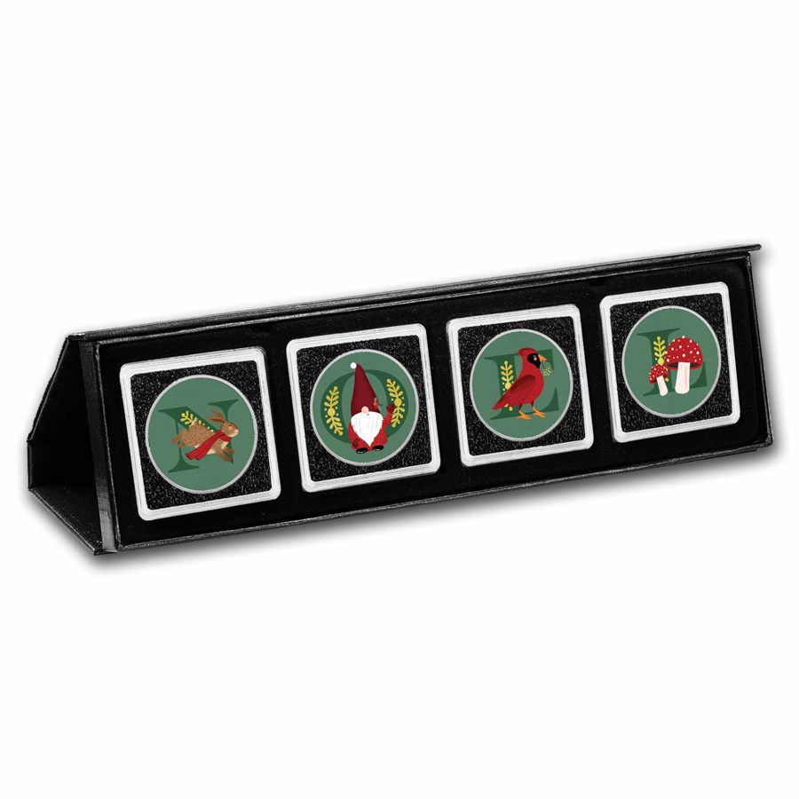 1 oz Colorized Silver Rounds (Set of 4) - NOEL Woodland Theme