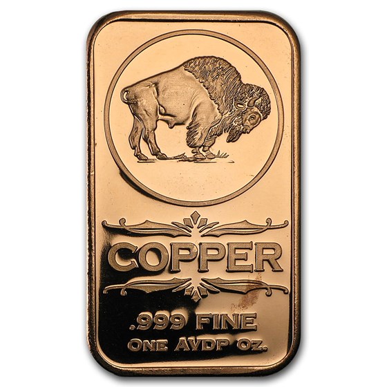 1 oz Copper Bar - Buffalo Nickel