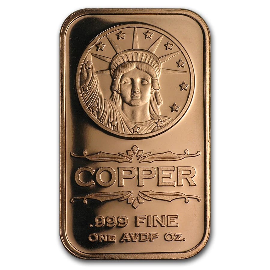 1 oz Copper Bar - Liberty Head