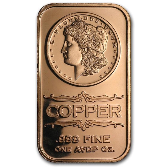 1 oz Copper Bar - Morgan Dollar