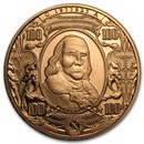 1 oz Copper Round - $100 Benjamin Franklin Banknote Replica 1 oz Copper Round - $100 Benjamin Franklin Banknote Replica