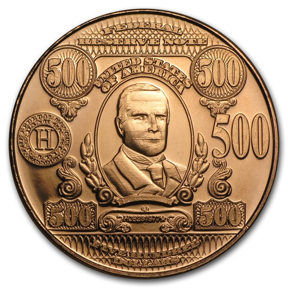1 oz Copper Round - $500 William McKinley Banknote Replica