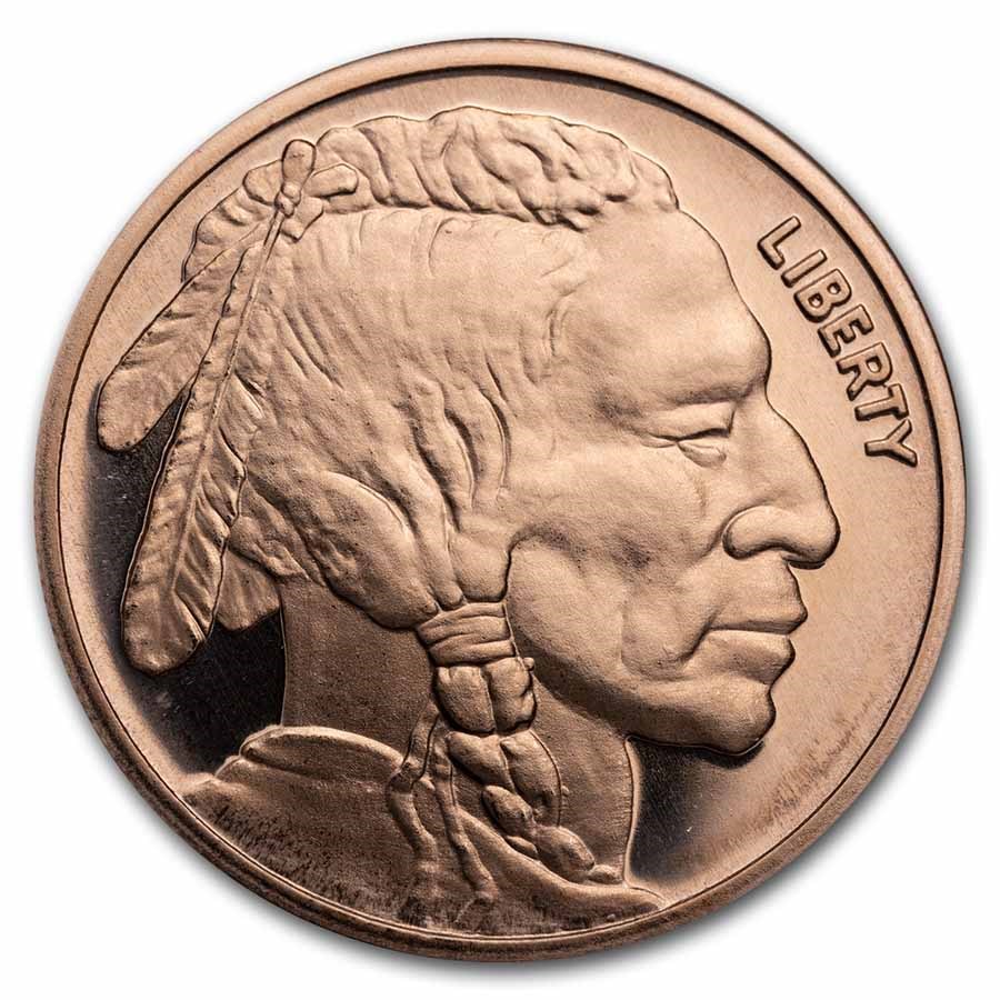 1 oz Copper Round - 9Fine Mint (Buffalo)