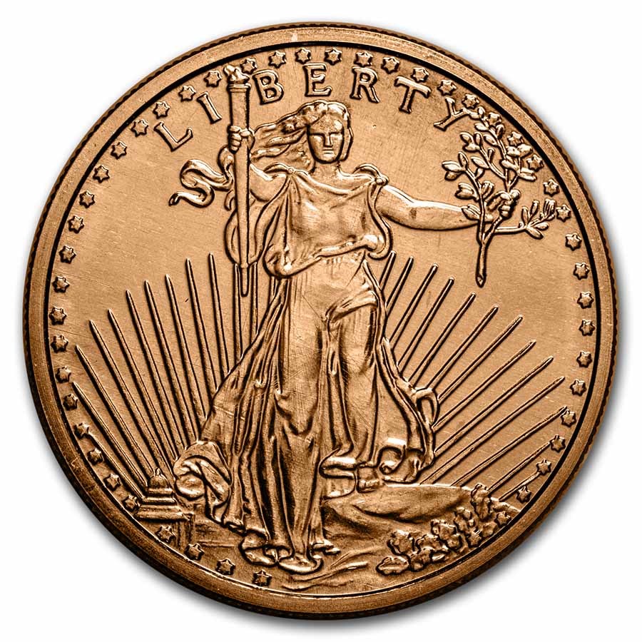 1 oz Copper Round - 9Fine Mint (St. Gaudens)