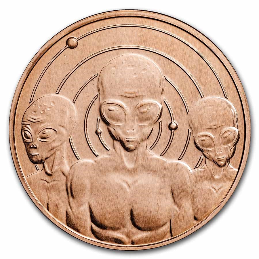 1 oz Copper Round - Aliens "I Believe" UFO