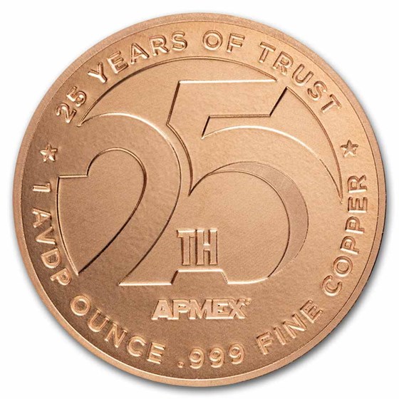 1 oz Copper Round - APMEX 25th Anniversary