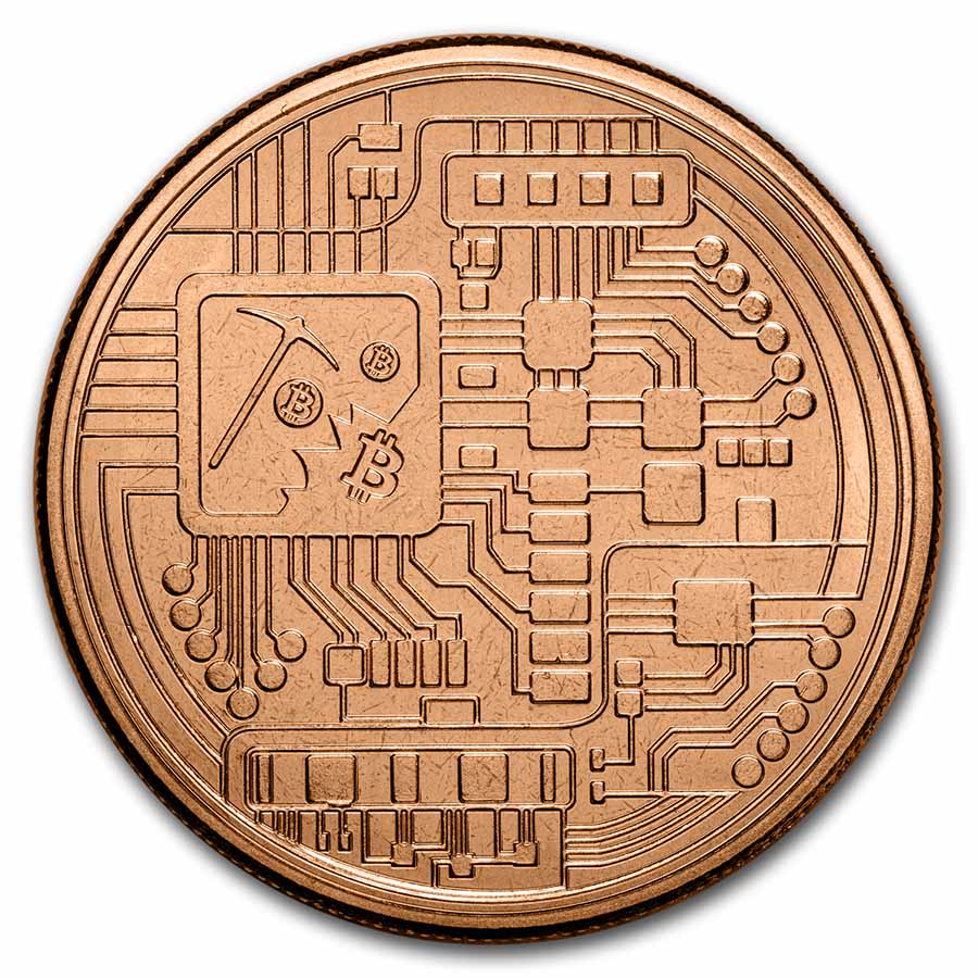 Lot Of 100 - 1 Oz .999 Fine Copper Rounds - Bitcoin Icon Design, USA Made