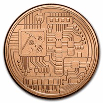 Lot Of 100 - 1 Oz .999 Fine Copper Rounds - Bitcoin Icon Design, USA Made