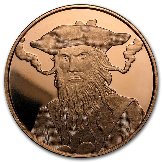1 oz Copper Round - Blackbeard (Anonymous Mint) 1 oz Copper Round - Blackbeard (Anonymous Mint)