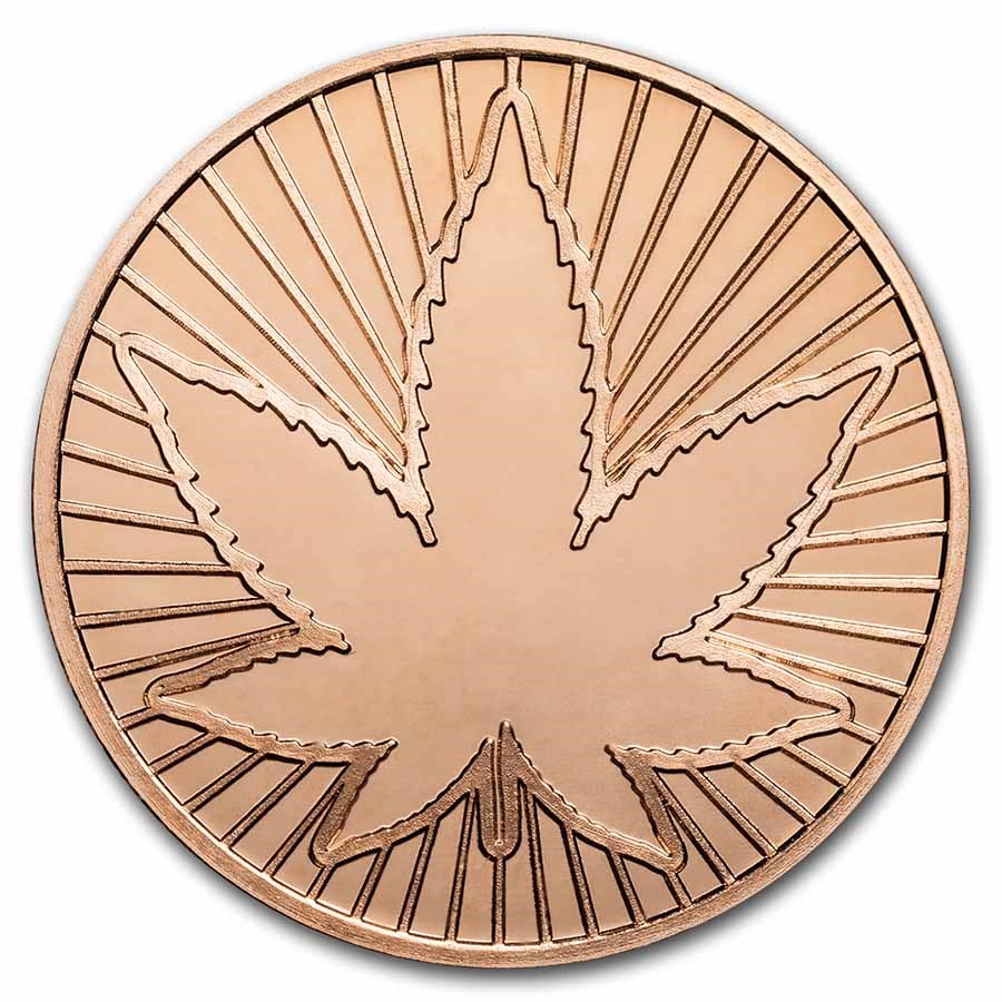 1 oz Copper Round - Cannabis 420 Leaf