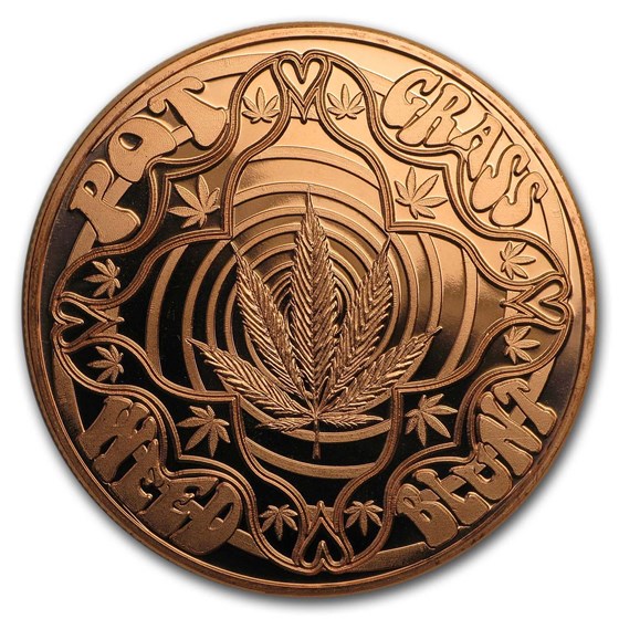 1 oz Copper Round - Cannabis (Good Vibes Only)
