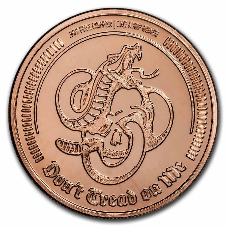1 oz Copper Round - Don't Tread on Me | Liberty or Death