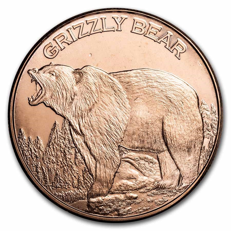 1 oz Copper Round - Grizzly Bear