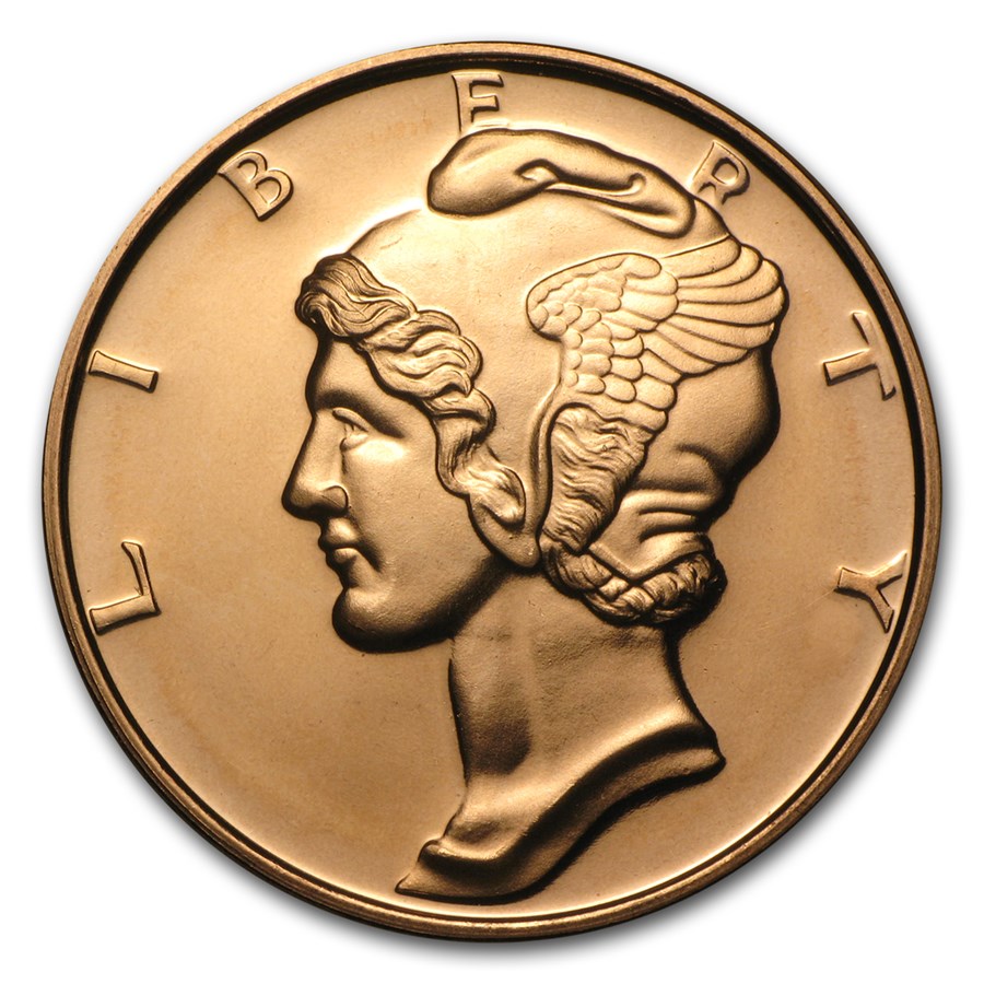 1 oz Copper Round - Mercury Dime
