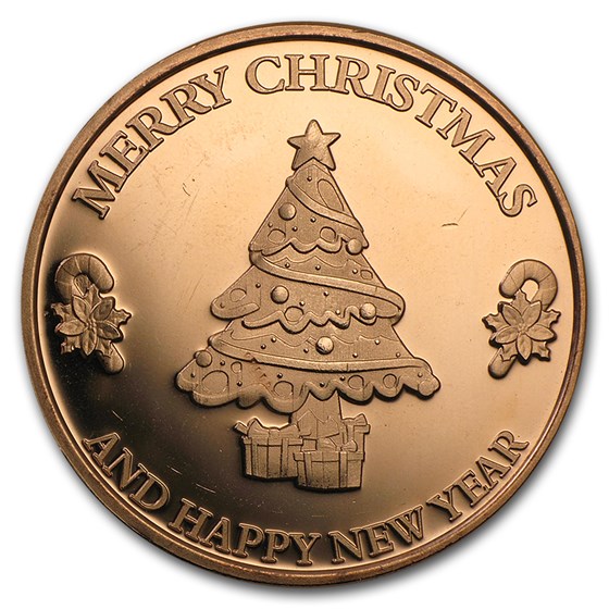 1 oz Copper Round - Merry Christmas 1 oz Copper Round - Merry Christmas