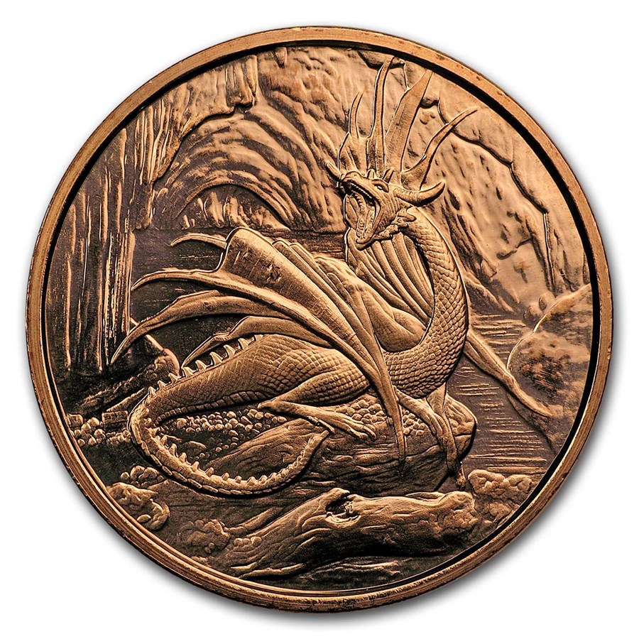 1 oz Copper Round - Nordic Creatures: Nidhoggr Dragon