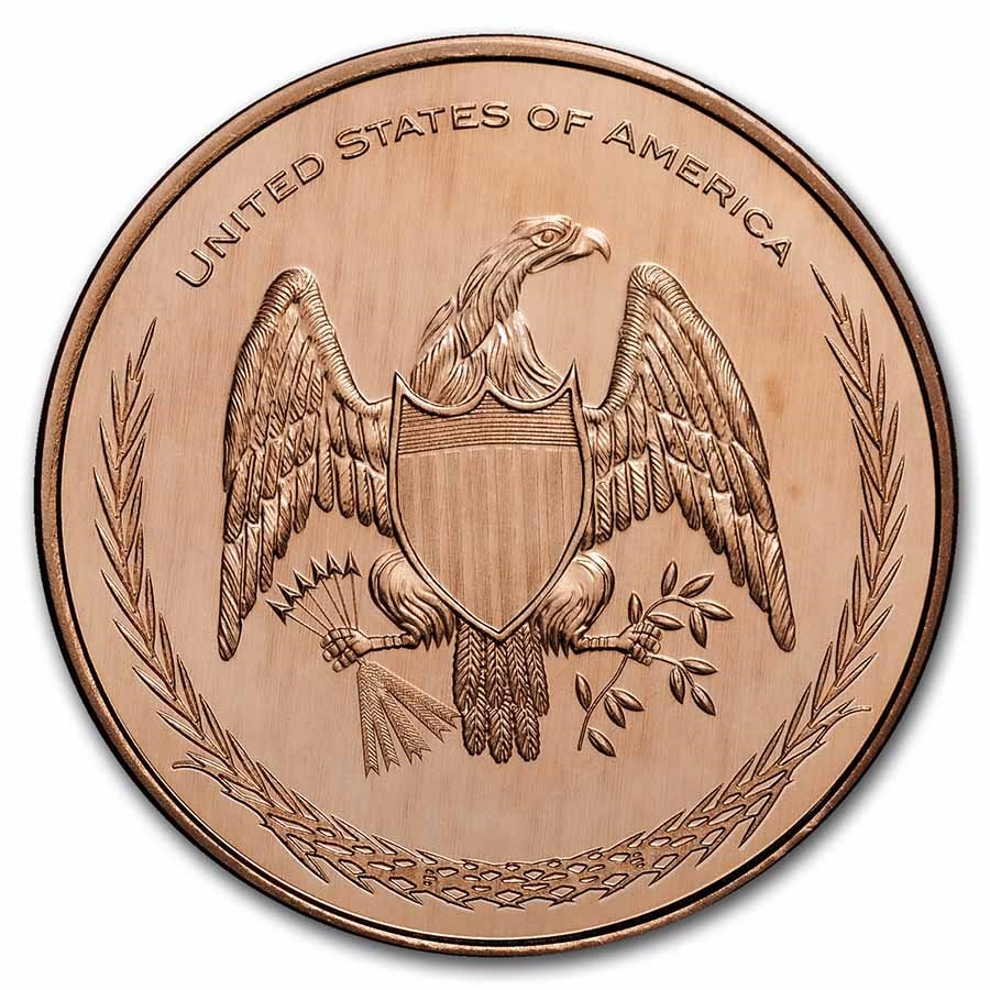 1 oz Copper Round - Patriotic American Flag and Vintage Eagle