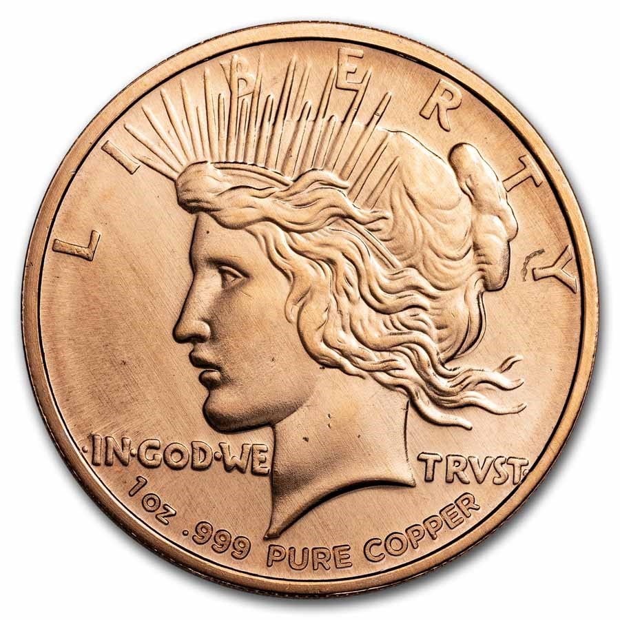 1 oz Copper Round - Peace Dollar