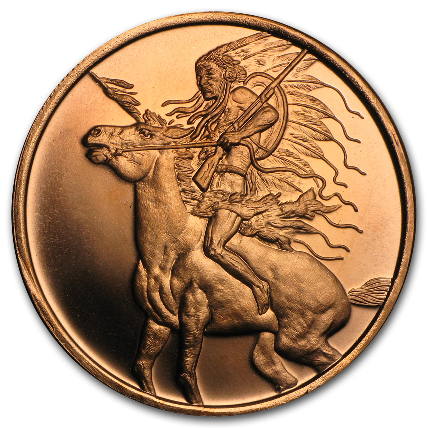 American INDIAN Series  /"CHIEF RED HORSE/"   1 oz Copper Round   NEW REVERSE