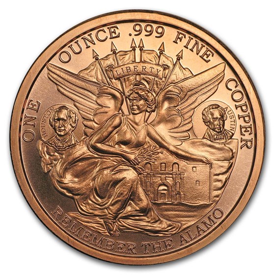 1 oz Copper Round - Texas Centennial (Remember the Alamo) 1 oz Copper Round - Texas Centennial (Remember the Alamo)