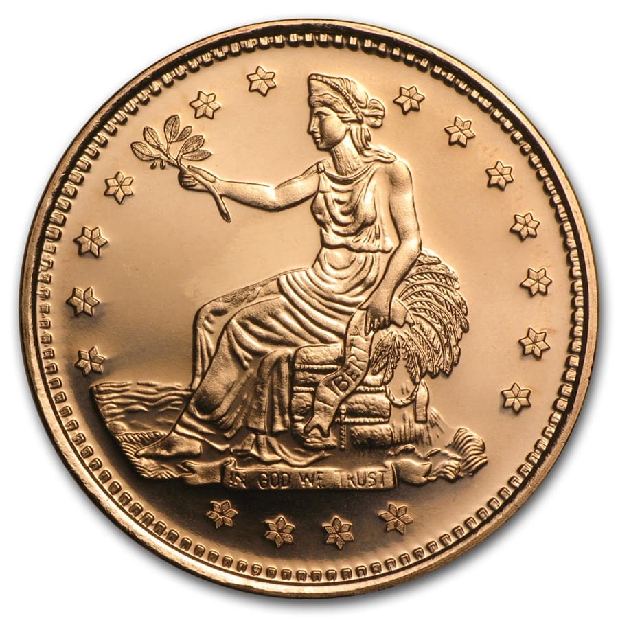 1 oz Copper Round UNITED STATES TRADE DOLLAR Obversse  #15 