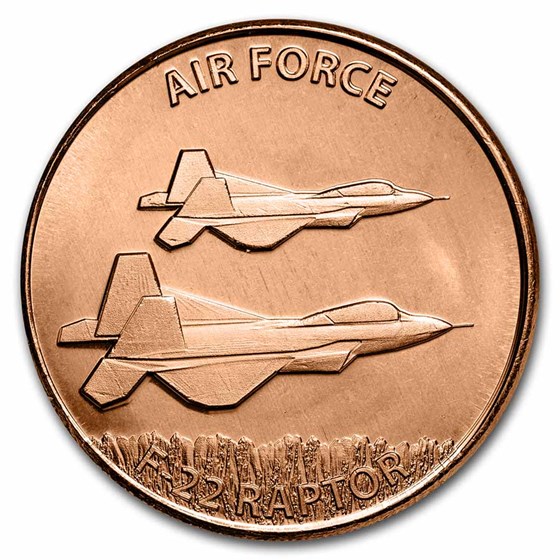 1 oz Copper Round - US Air Force: F-22 Raptor