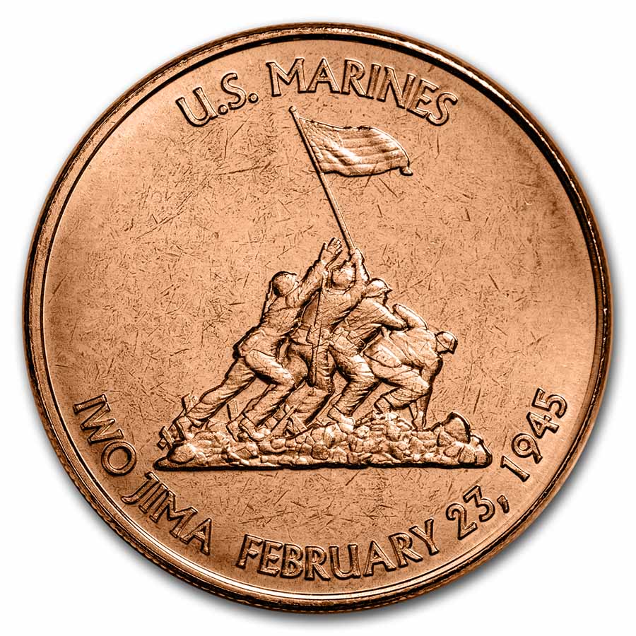 "US Marines IWO JIMA" 1 oz .999 Copper Round 