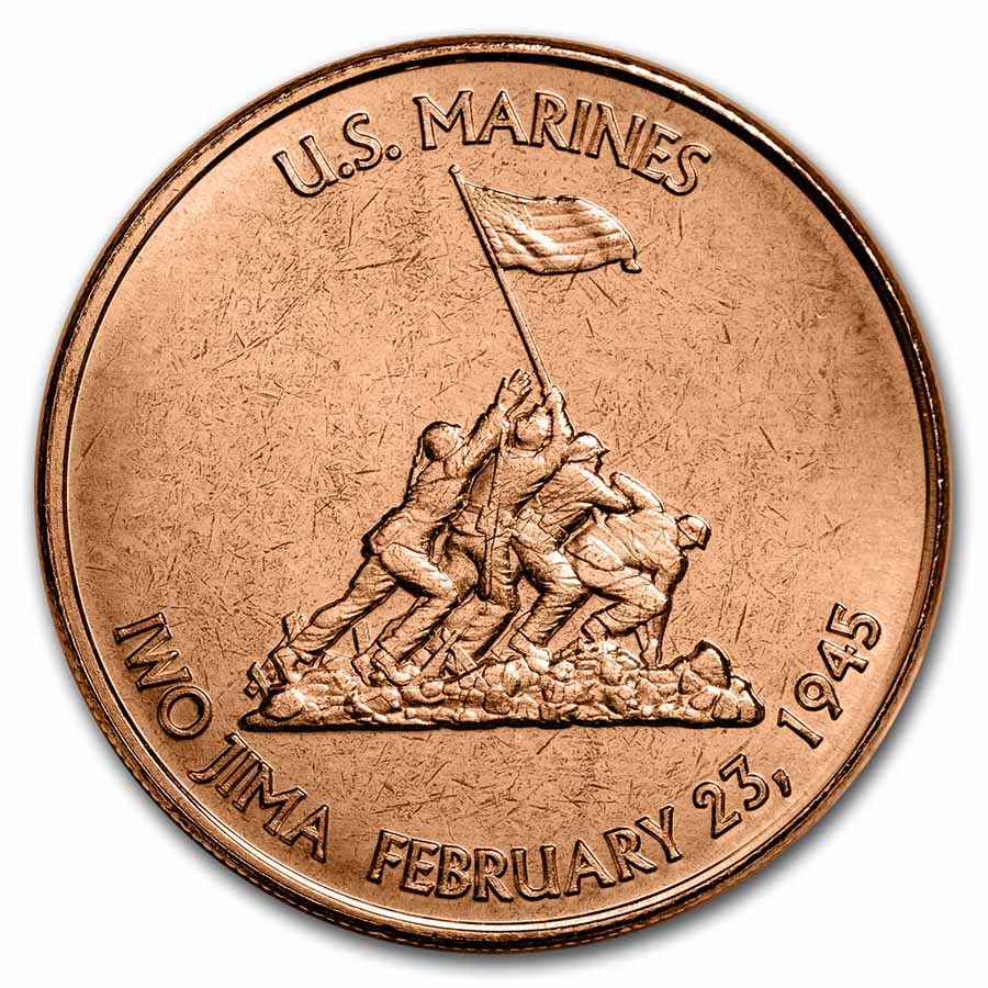 1 oz Copper Round - US Marines: Iwo Jima