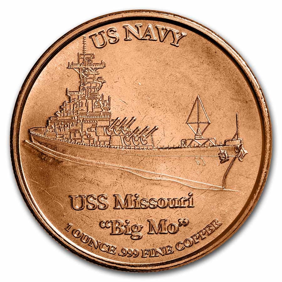 1 oz Copper Round - US Navy: USS Missouri