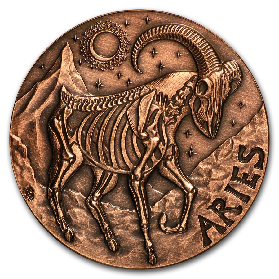 Buy 1 oz Copper Round Zodiac Skull Series (Aries) APMEX