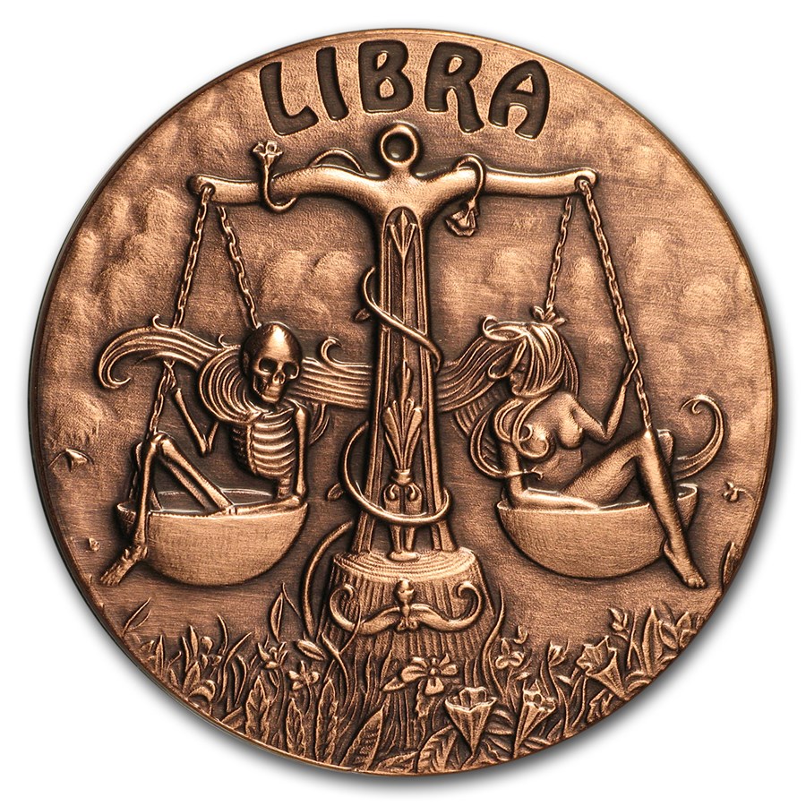 Buy 1 oz Copper Round Zodiac Skull Series (Libra) APMEX