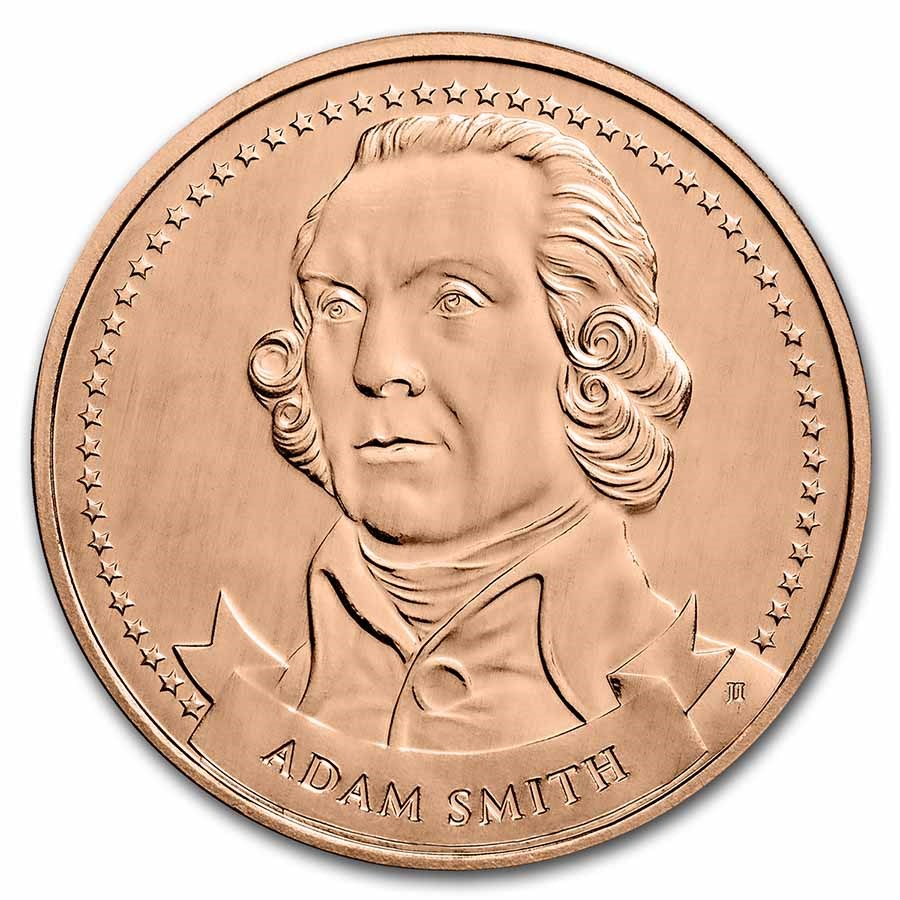 1 oz Cu Round - Founders of Liberty: Adam Smith | Free Enterprise