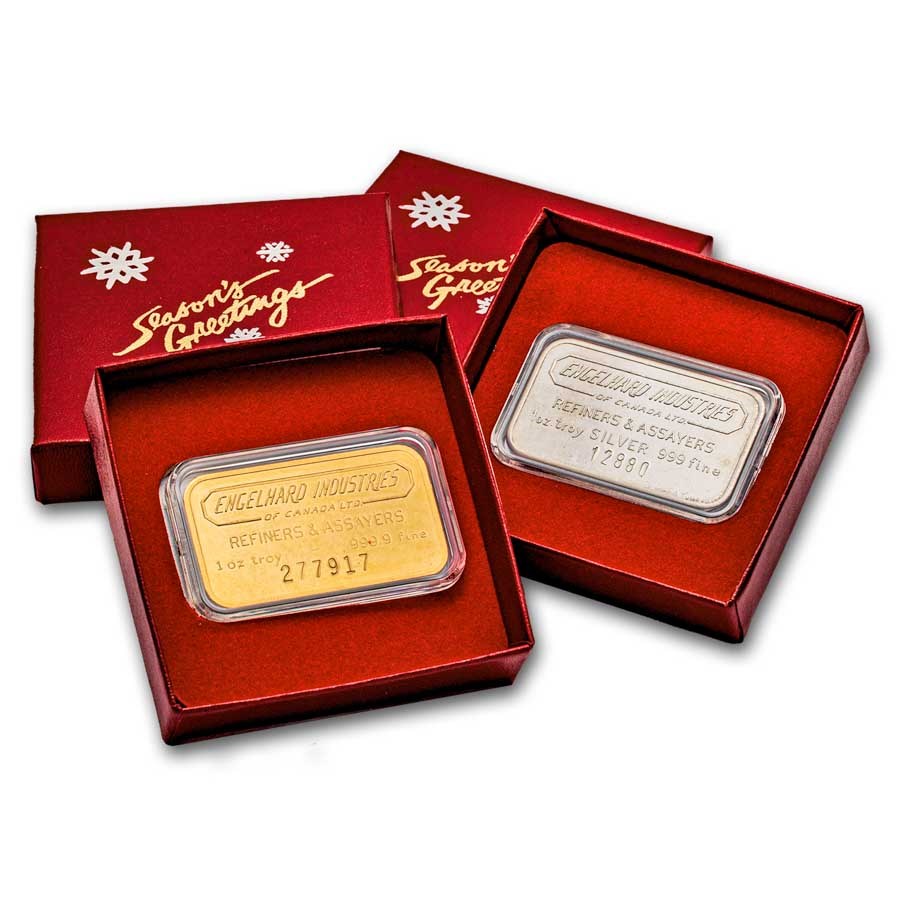 1 oz Gold and Silver Bar Set - Engelhard Industries of Canada