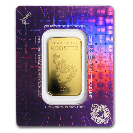 1 oz Gold Bar - 2017 Year of the Rooster (In Certi-Lock® Assay) 1 oz Gold Bar - 2017 Year of the Rooster (In Certi-Lock® Assay)
