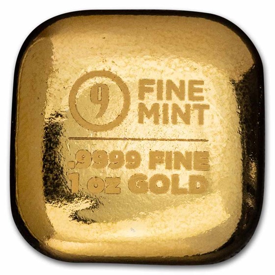 1 oz Gold Bar - 9FM Gold Button 1 oz Gold Bar - 9FM Gold Button